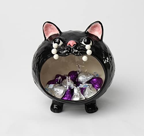Cosmos pokloni Black Whisker Cat Candy Bowl, 5 1/4 x 4 3/4 x 5 1/8 H