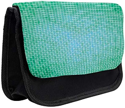 Ambesonne zelena pernica, ljubavni uzorak Pixel Mosaic, torba za olovku od tkanine sa dvostrukim patentnim