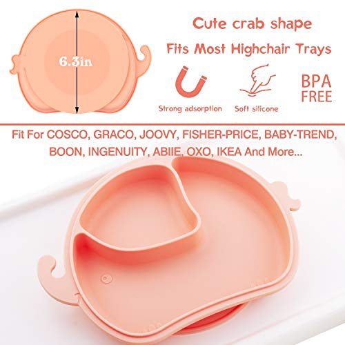 Silikonska usisna ploča za malu djecu - podijeljena posuda za jelo i zdjelu za Samonošenje za bebe i malu djecu, mikrovalna pećnica bez BPA, pogodna za većinu ladica za visoke stolice
