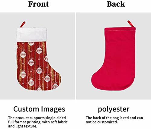 PoklonPuzz Red Xmas Božićne božićne čarape Veliki ukrasni klasični čarape za Xmas Kućni dekor Punjeno Božićno drvce Viseće igračke Candy poklon torba Kamin Čarape Dekoracije 6pcs