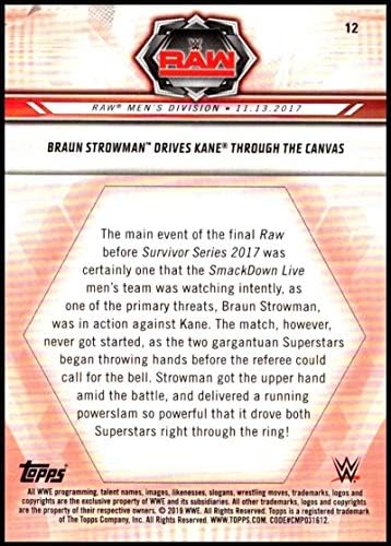 2019 TOPPS cesta do Wrestlemania Bronze 12 Braun Strowman pogone Kane putem Canvas NM-MT službenog