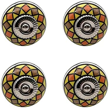 Santousi set od 4 ručne oslikane keramičke ručice okruglo ladica za obloge ormara za vintage