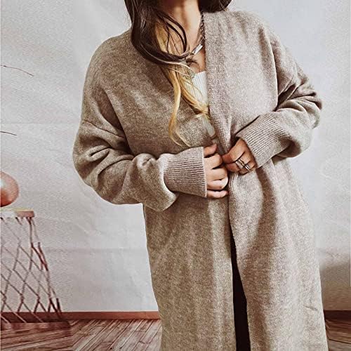 Ženski otvoreni prednji klimu kardigan labav rukav za lampion prevelizirani džemper dugi pleteni