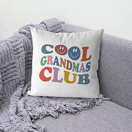 Keuspi Retro Smiley Face Cool Bake Club Decor Dekorativni jastučni jastučni jastučni poklopac 18x18 inča, šarena baka ukras jastuka za kauč kauč na razvlačenje, novost pokloni za baku Nanny Mimi