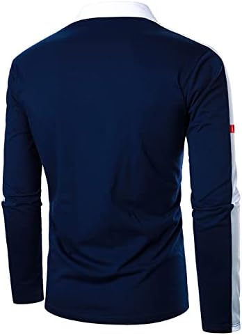 Polo majice XZHDD za muške, prednji plaket dugme vrat odvojite vrhove prugasti patchwork poslovna casual