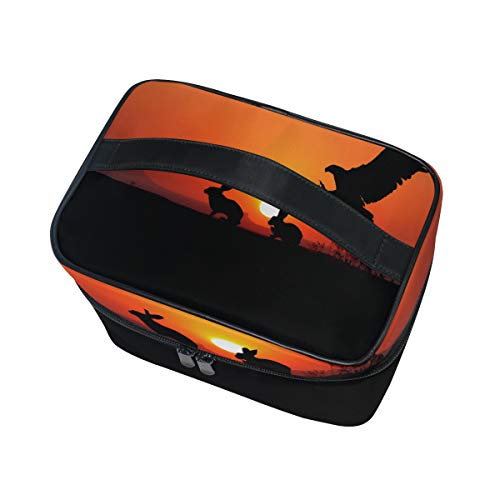 Prijenosni zalazak sunca sa lovačkim orlom Print Travel Kozmetička torba za šminku Makeup Case Organizer