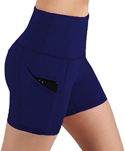 Ruljive ženske kratke hlače vježbaju visoke strukske džepne tajice casual pune boje trčaju atletske joge hlače