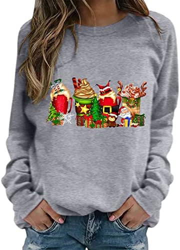 Youngc božićne dukseve za žene plus veličina s dugim rukavima slatka Santa Claus ispisana polovina zip pulovera