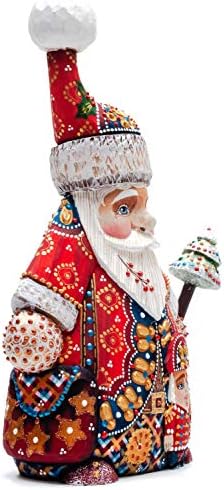 240 mm Santa Claus Ruk isklesana i obojena drvena figura u crvenoj kapici