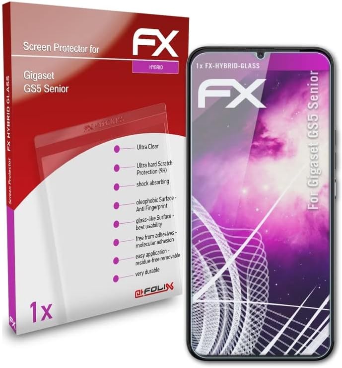 atFoliX zaštitni Film od plastičnog stakla kompatibilan sa Gigaset GS5 Senior zaštitom stakla, 9h Hybrid-Glass FX zaštitom od stakla od plastike