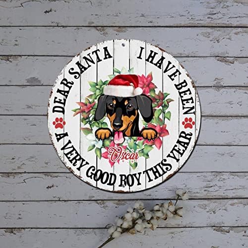 Sretan božićni vijenac potpisuje pasu po mjeri po mjeri okrugla metalni kosični znak Božićni zidni ukrasi unutarnji rustikalni metalni vijenac Znak za dnevni boravak s prednjim vratima
