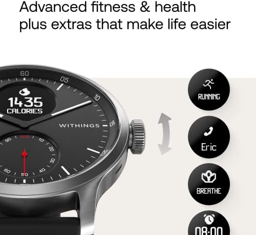 Withings Scanwatch-Smart watch & activity Tracker: Monitor srca, Sleep Tracker, Smart Notifications,