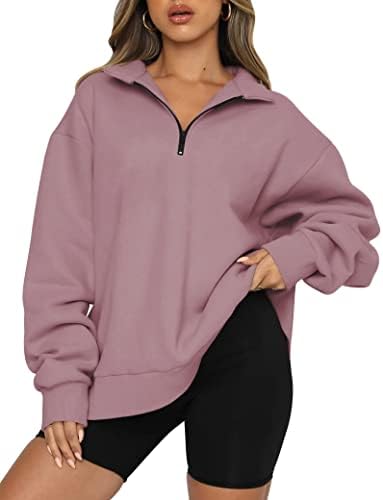 EFAN Womens Oversized half Zip pulover duks sa dugim rukavima Quarter Zip trendi dukserica Ouffits tinejdžerke