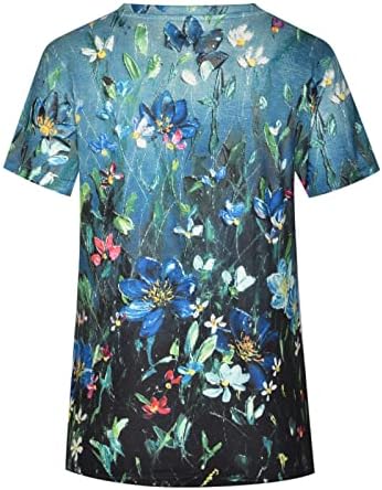 Bluza s kratkim rukavima za žene jesen ljeto duboko u vratu cvjetne grafičke casual bluze tees djevojke odjeću