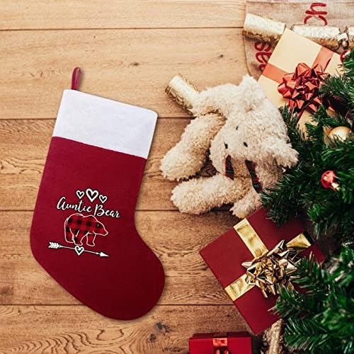 Crveni plaid Buffalo tentie medvjed personalizirani božićni čarapa Početna Xmas Tree Kamin Viseći ukrasi