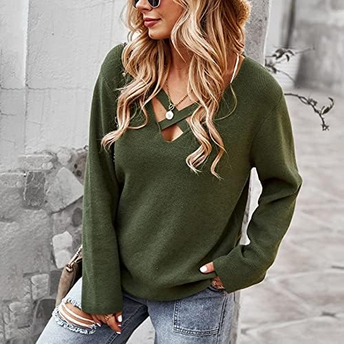 Pad džempera za žensku ležerne križne prstinja ploča plutene tunike džemper s dugim rukavima, pulover pulover