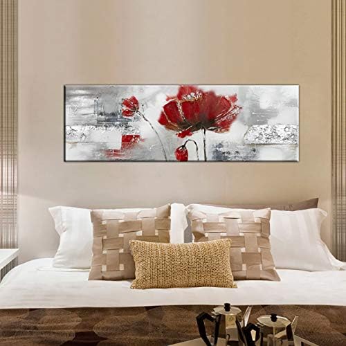 Skyinbags ulje na platnu velika ruka obojena, apstraktni crveni cvijet pejzaž moderne zidne slike Artwork slika dekor za dnevni boravak ured dekoracija poklon, 60X100Cm Neuramljen