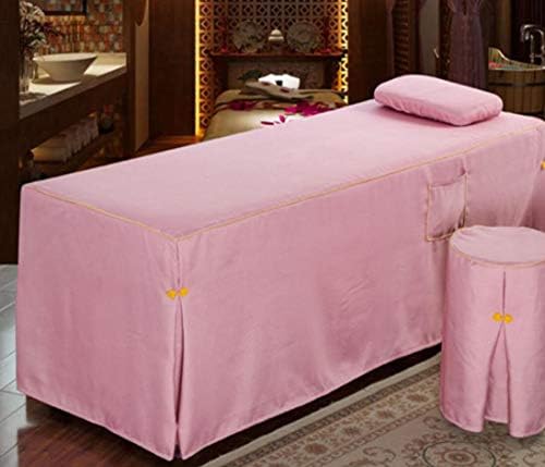 Čisti Setovi listova za masažu u boji, jednostavni prozračni kozmetički prekrivač pamučni i laneni salonski prekrivač sa rupom za naslon za lice-Pink 70x180cm