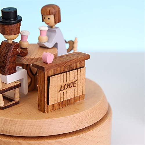 N / A NOVO Drvena rotirajuća muzička kutija Clockwork Music Handmade Drveni kutija za obrtni dodaci Retro Day Day Day Dekoracija
