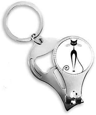 Elegantna crna mačka Ljubav životinja Art Outline Nail Nipper prsten za ključeve za ključeve za ključeva