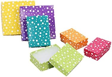888 Ekran USA, Inc - 15 qty više boja polka dot nakit poklon pakovanje pamuk ispunjene kutije - 3 1/2 x 3 1/2 x 1