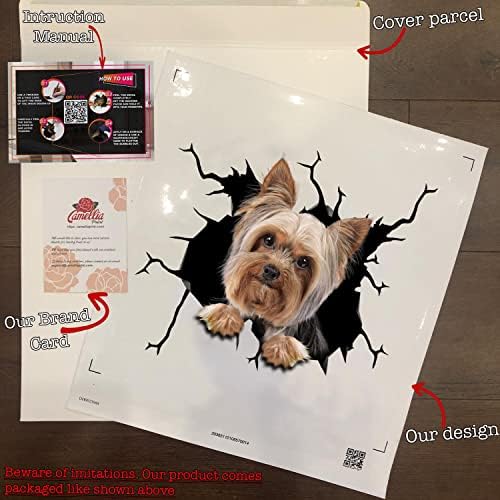 Camellia Print Vinyl Yorkie naljepnica za pse Personalizirana Jorkie naljepnica za otpornost na otpornost na