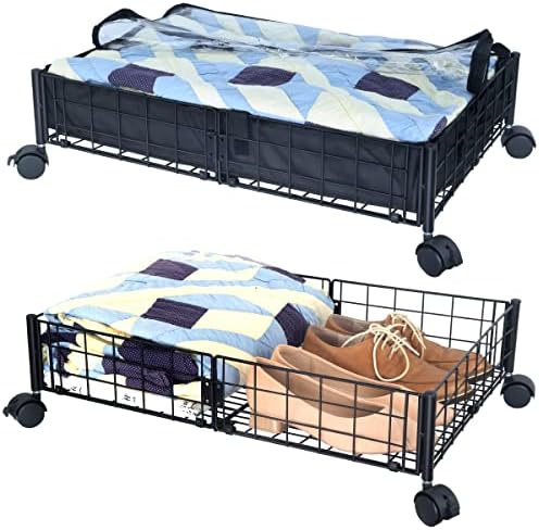 Skladište ispod kotača, 2-u-1 koljna kolica sa vrećicama za obloge sa malim krevetom od 6,5 inča, moćnog kreveta za skladištenje cipela za odjeću, igračom, rezervoari, pokrivač, 2 pakovanje