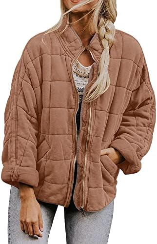Yutanral zimski kaputi za žene Ležerne tople ugodne prevelike prekrivene jakne dugih rukava Zip Up Plus Veličina puffer jakne