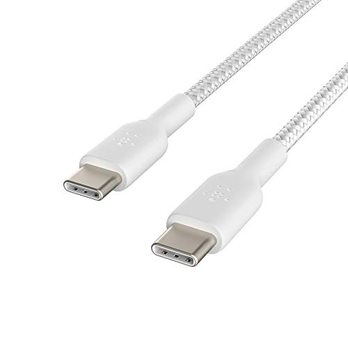 Belkin Boost Charge pleteni USB-C na USB-C kabl, Bijela, CAB004bt1MWH, Laptop & amp; 40W Dual Port USB C zidni punjač-USB Tip C punjač brzo punjenje za iPhone 14, 14 Pro