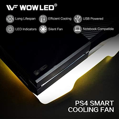 Wfpower Arctic White Cooling Fan za PS4 sa RGB LED pozadinskim osvetljenjem, višebojnim LED svetlom Cooler Stand, Gaming mood Lights, kompatibilan sa Xbox, PS4 Slim, konzole, Notebook, Laptop