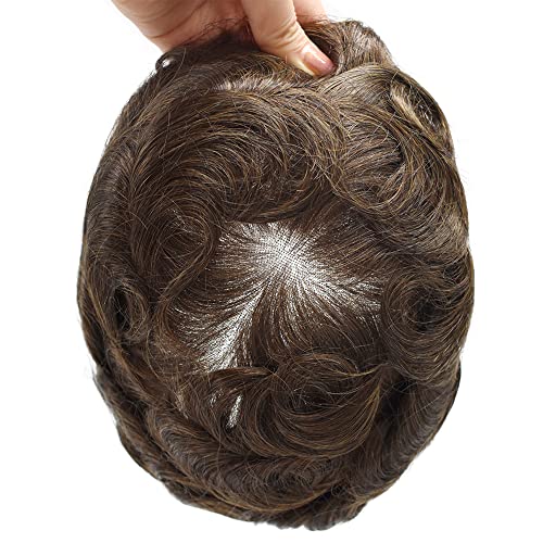 Tupee za muškarce tanka koža 0,03 mm muški Tupee ručno vezani v-looped Man ukosnice s nevidljivom linijom kose evropski sistem ljudske kose prirodna muška kosa jedinica za Prorijeđenu kosu