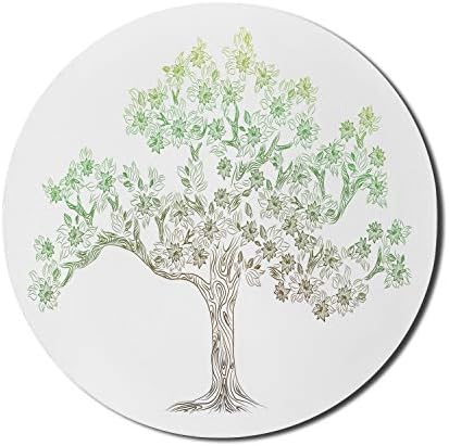 Računalni jastuk za kofesonne stablo, hrast doodle sa svježim zelenim toniranim ljetnim sezonom ilustracije,