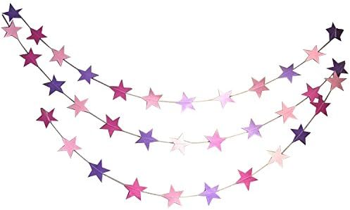 4Colors Party Starglitter Black Star Hanging Garland Paper Pentagram Banner Bunting Viseći