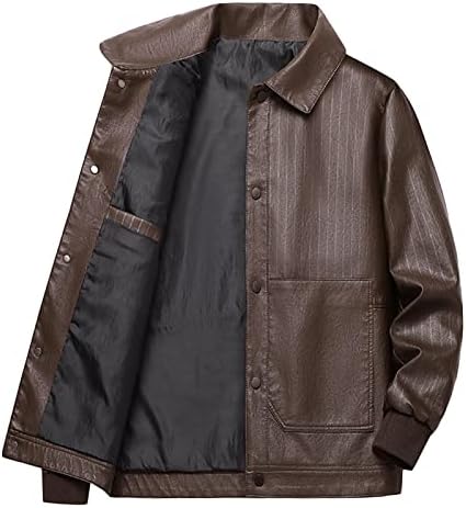 Maiyifu-GJ Muška dugmad za rever kožna jakna zimska topla Umjetna koža motociklističke jakne Pu full