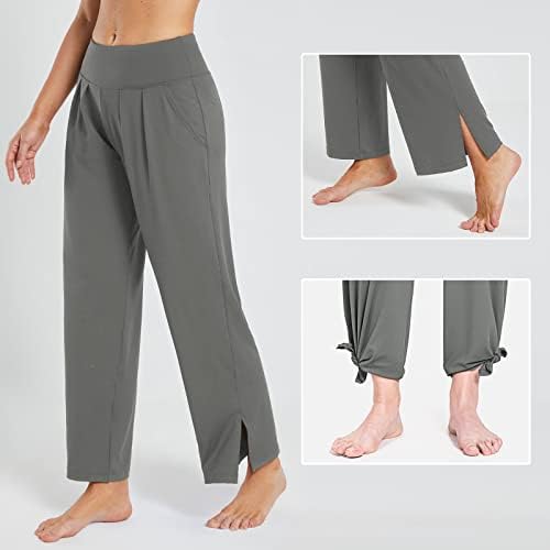 Baleafe's Yoga Dukset širokih nogu Visoko struk labave salone Tvrste pantalone Ležerne prilike plus veličine sa džepovima