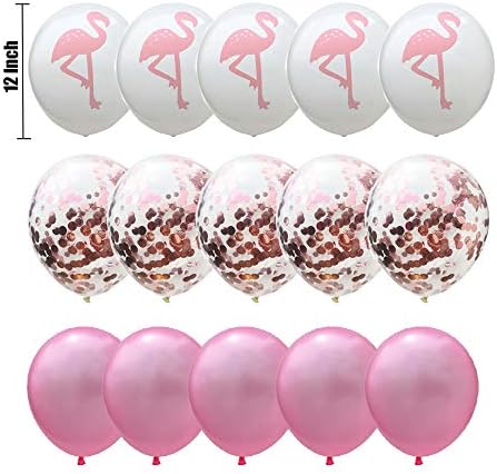 Ljubičasta Flamingo Confetti Baloni, 15 kom balački baloni za zabavu sa okruglim konfetima