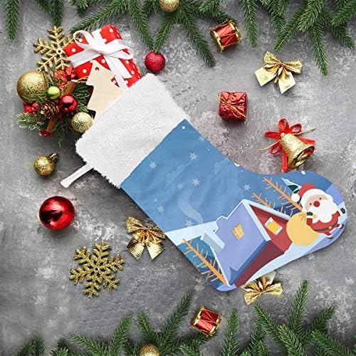 Pimilagu Santa Claus u snežni noćni božićni čarapa 1 paket 17.7 , viseći čarape za božićnu ukrasu