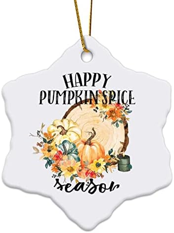 3 inčni Happy Pumpkin Spice sezona citat ukrasi seoska kuća Halloween jesen FallHexagonChristmas