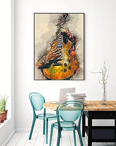 CCN IXMAH Vintage Style gitara Umjetnost zid dekor Poster na koncert House Bar gitara Umjetnost minimalistički Umjetnost zid Decorkitchen, žuta, 16x24inch-Neuramljen