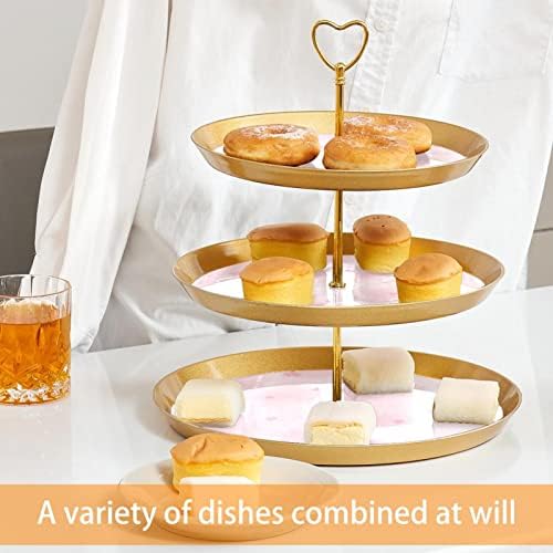 Tort stalci 3 puta Cupcake stalci za višekratnu pecivo plastro za rođendan za vjenčanje Čajne zabave, cvjetovi ružičasti cvjetni cvjetni proljeće