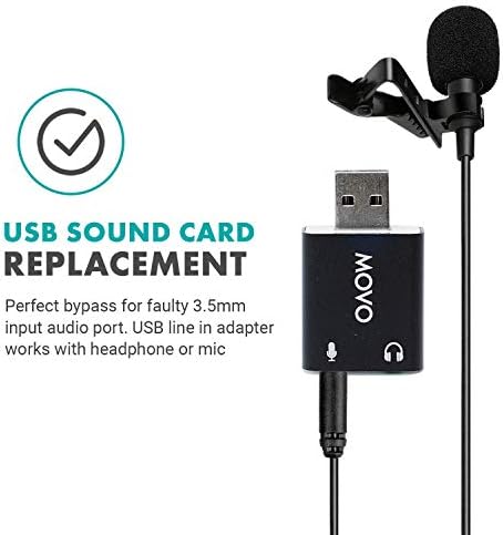 Movo USB-AC 3.5 mm TRS mikrofon na USB 2.0 Stereo Audio Adapter za eksternu zvučnu karticu za PC i Mac. USB Adapter za zvučnu karticu za računar ili Laptop pretvara USB ulaz u 3.5 mm TRS priključak za slušalice ili mikrofon