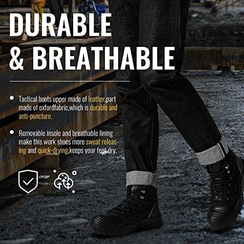 Jousen muške industrijske & amp; građevinske čizme radne čizme 6 Composite Toe Slip & amp; otpornost na udarce kožne sigurnosne radne čizme za muškarce