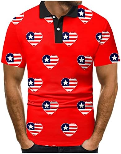 Hssdh majice za 4. jul za muškarce, Patriotske muške Polo majice brzo suho Rastresena Golf košulja američka zastava dizajn