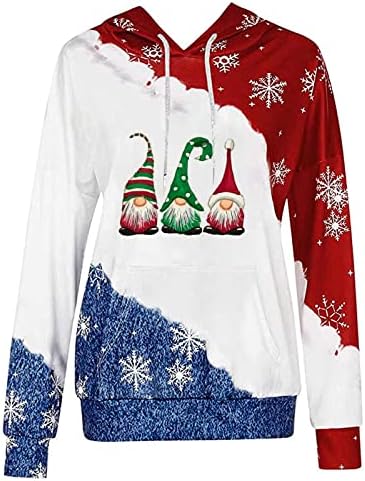 Sretan božićni vrhovi - ženski pulover kapuljač za vuču dugih rukava s dugim rukavima duksevi sa džepovima