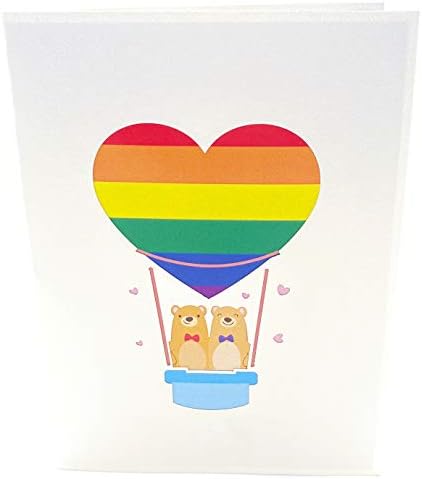 Liif ljubav nosi par Gay LGBT 3D Iskačuća čestitka - duga, ponos, sretan, godišnjica, rođendan, vjenčanje, zaruke, ljubavnik, muškarci, muž, dečko, čestitke, romantika, poklon