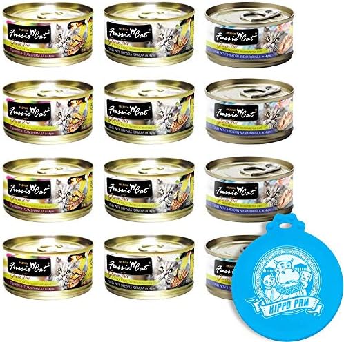 Fussie CAT Premium može vlažna hrana 12 pakovati tuna sa školjkama, tunom sa dagnje, tunjevina sa navojem kore 2,82 oz konzerve sa hippoe šapom silikonskim univerzalnim može pokriti različite boje / dizajn