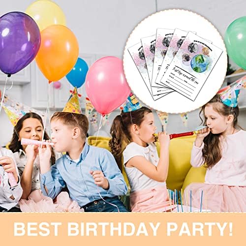 Lefohlon prostori za rođendan, 20 pozivnica sa kovertama, vanjskim prostorom za rođendan za dječake, Galaxy Solarni