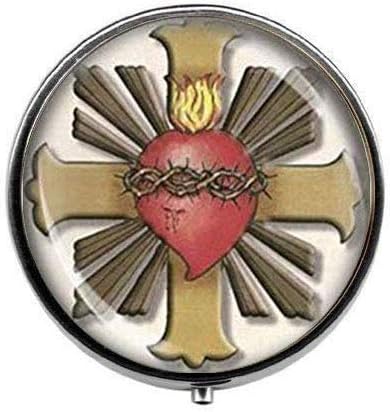 Katolička Medalja Svetog Srca Isusa Hrista Vjerski Kršćanski Nakit-Umjetnička Foto Kutija Za Pilule - Šarm Kutija Za Pilule - Staklena Kutija Za Slatkiše