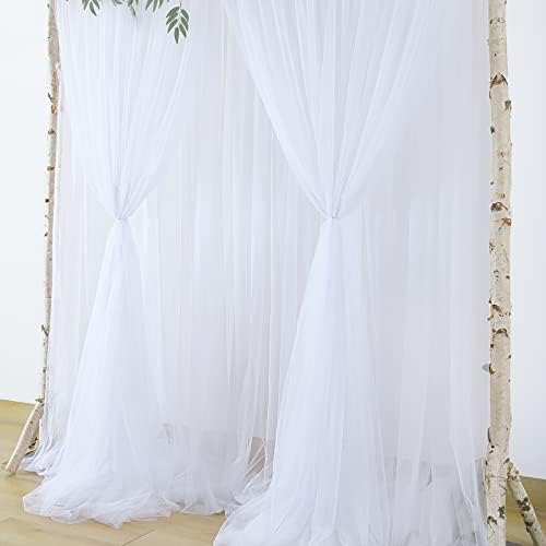 Bijela prozirna zavjesa za pozadinu 4 ploče 5ftx10ft zavjese u pozadini tila za zabave svadbena