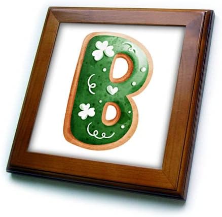 3drose Cute St Patricks Day Slika monograma kolačića početna B-Framed Tiles